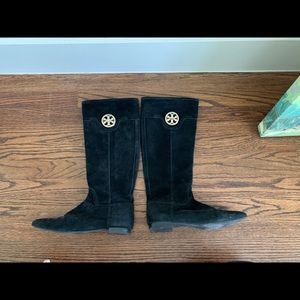 Tory Burch black suede riding boots